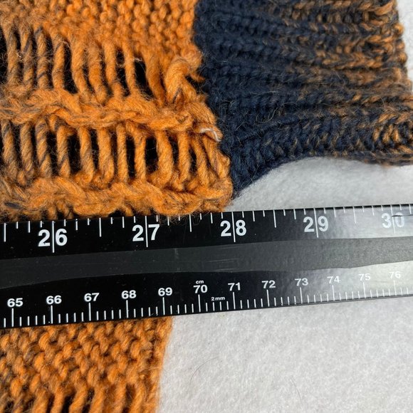 ZARIA Womens S Wool Blend Orange Black Ombre Knit Short Sleeve Oversized Sweater - Picture 10 of 11